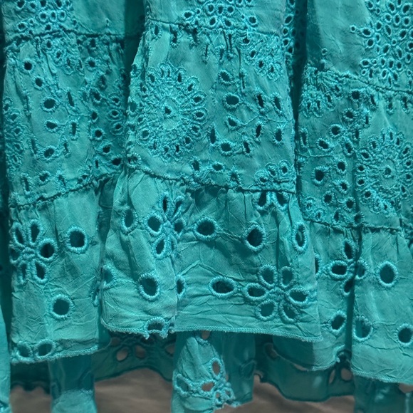 Johnny Was Turquoise Eyelet Blouse - Picture 4 of 16